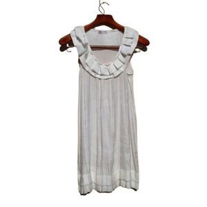 Vintage Glam Swing Dress M Sleeveless 3D Pleated Shimmering Pearl Ruffle Hem